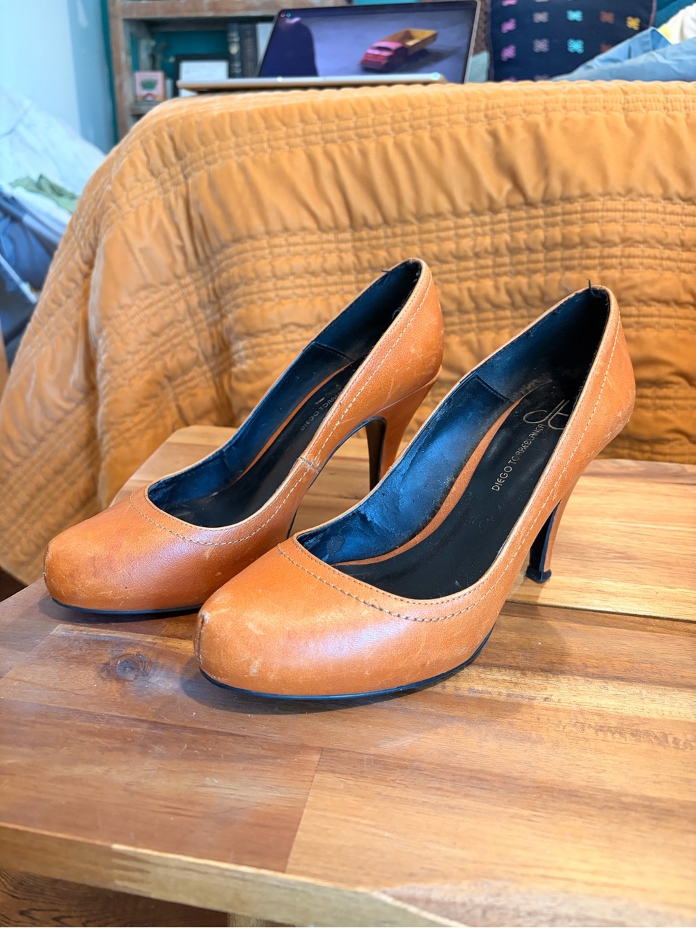 Classic Tan Leather High Heel Pumps